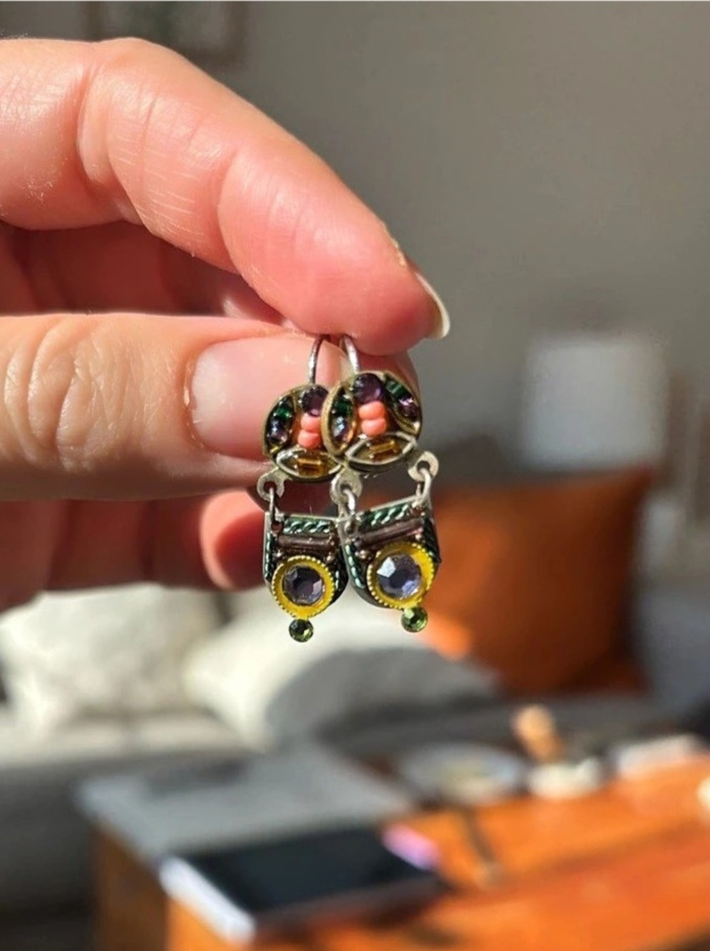 Vintage Adaya Multicolor Dangle Earrings - NWOT